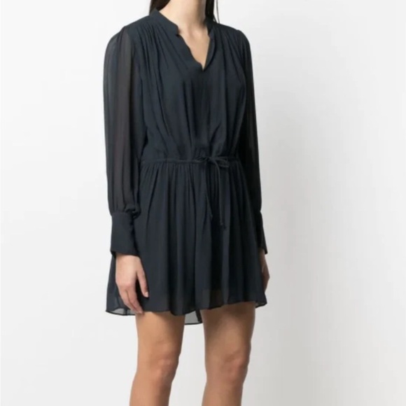 Rag & Bone Salute Carly Black Long sleeve Drawstring Waist Dress Size M - Picture 2 of 16